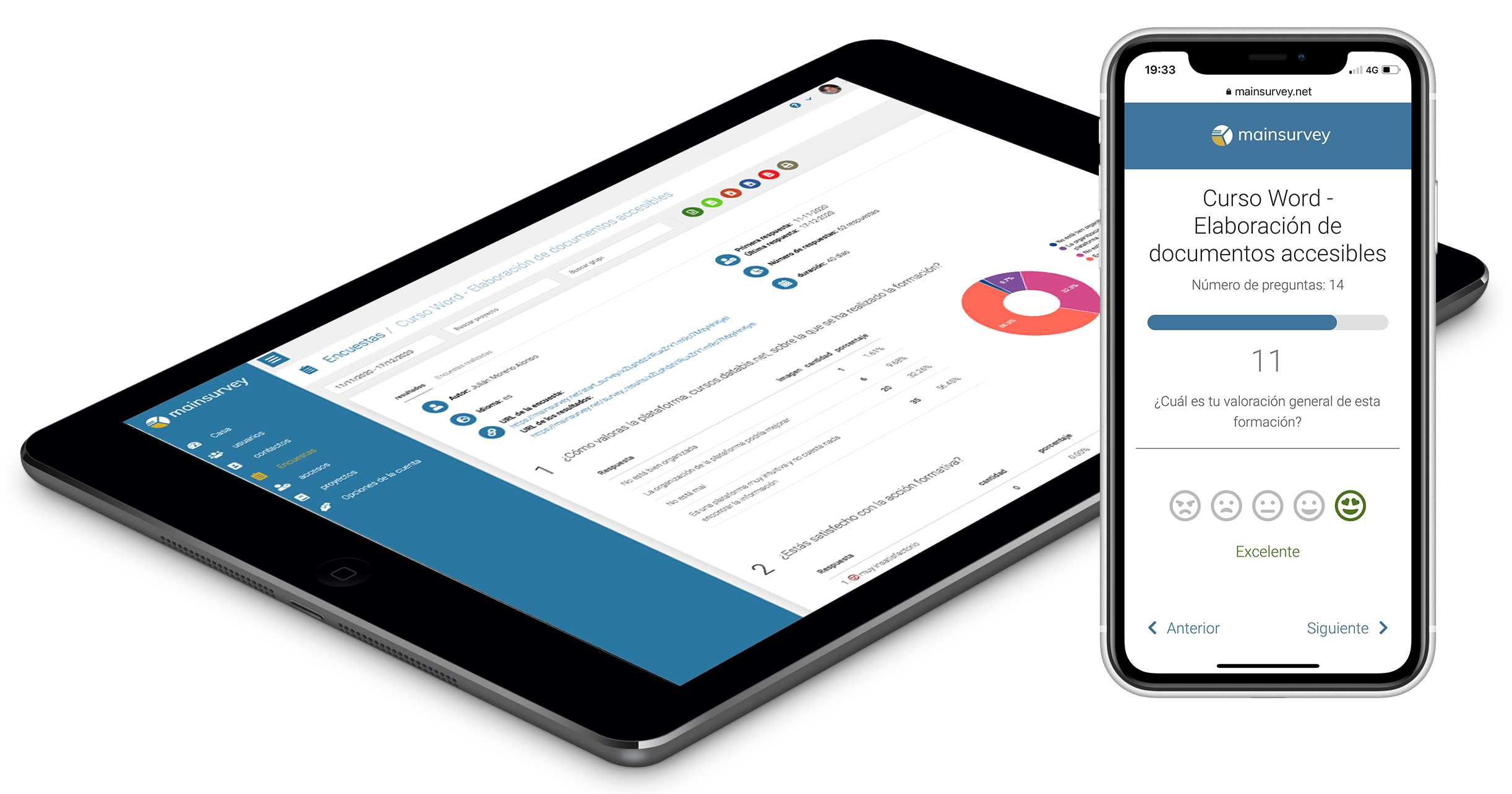 MainSurvey mostrado en tablet y móvil